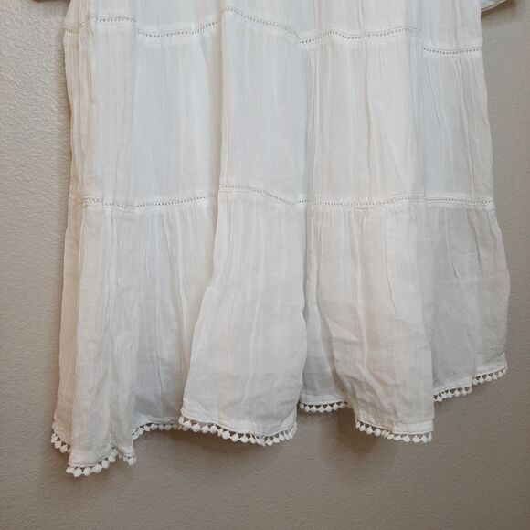 Sundance Dress White Women Size M Cotton Sahara Gauze Embroidered Beaded BoHo - Picture 6 of 13